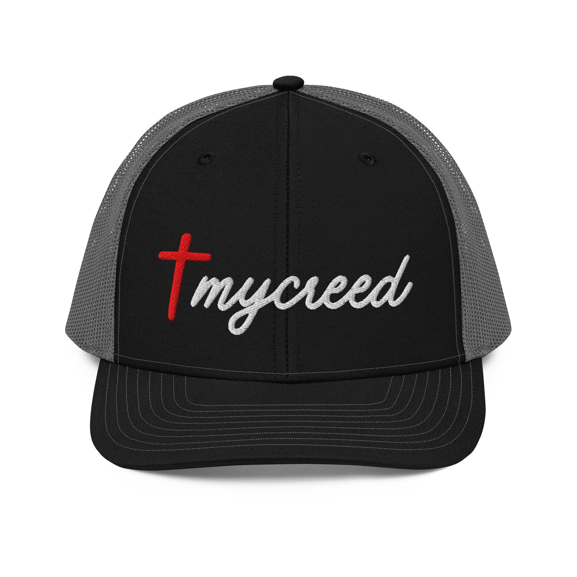Front-facing black MyCreed™ snapback ball cap designed for everyday faith wear by MyCreed™