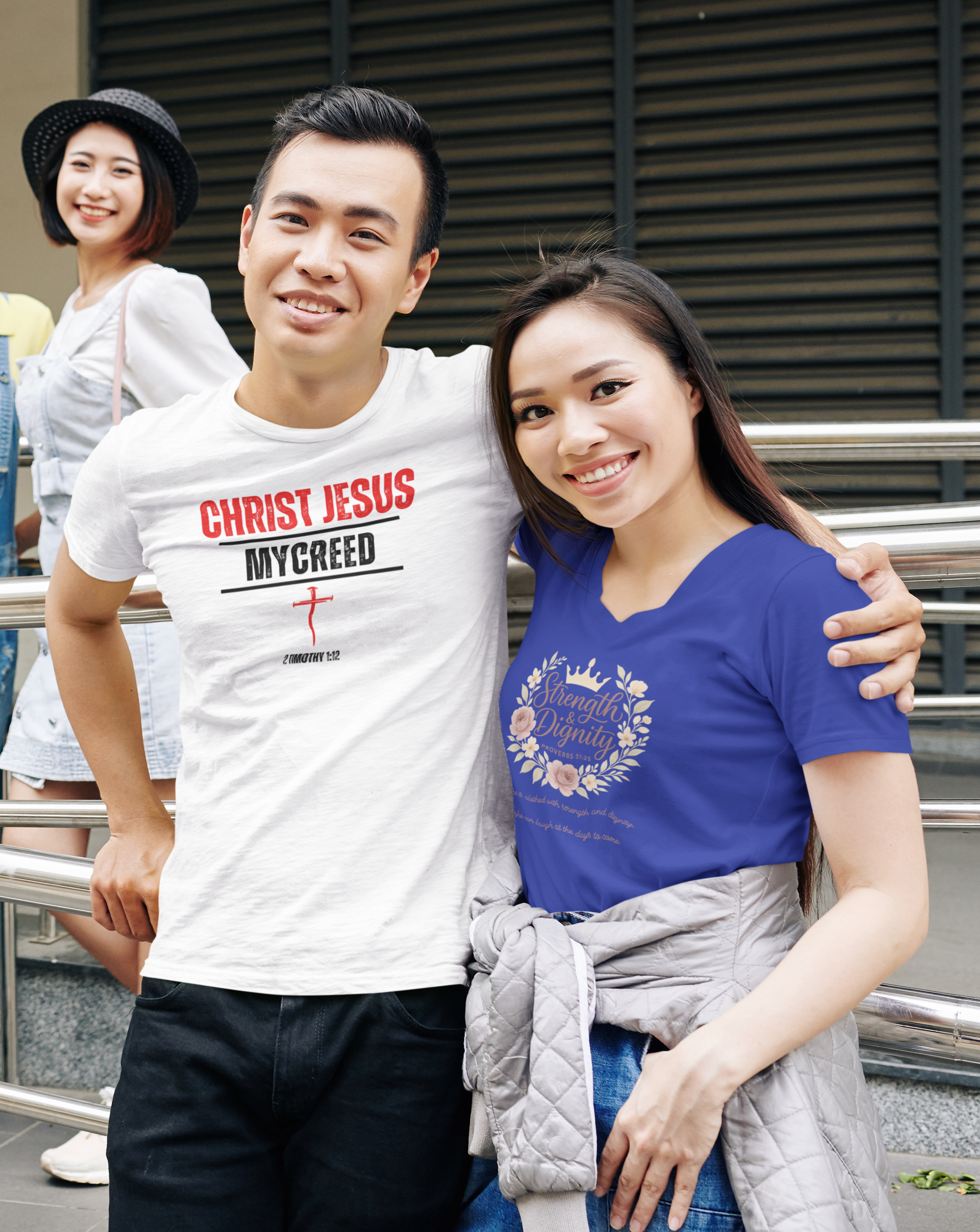 Strength & Dignity District® Women’s V-Neck Tee by MyCreed | Proverbs 31:25