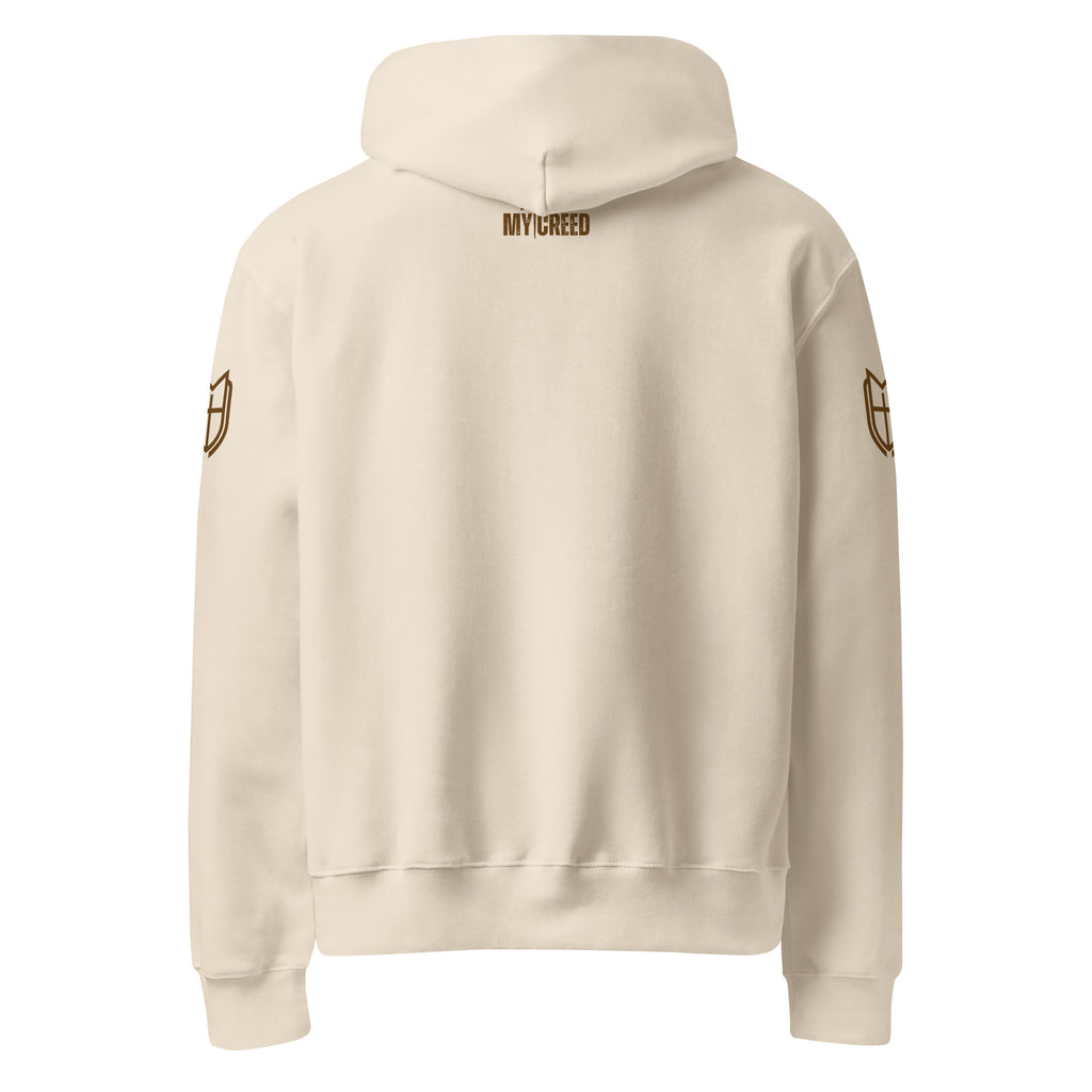 Back view of dust Bella + Canvas 4719 hoodie with clean premium finish, by MyCreed™