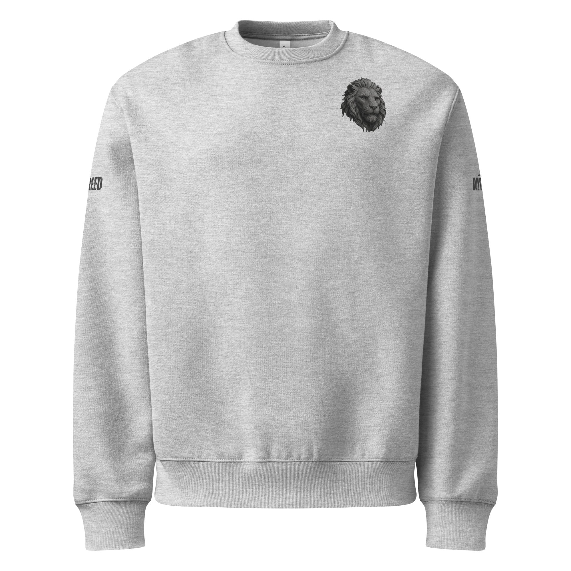 Athletic heather Know Your God sweatshirt flat front view with crew neckline by MyCreed™