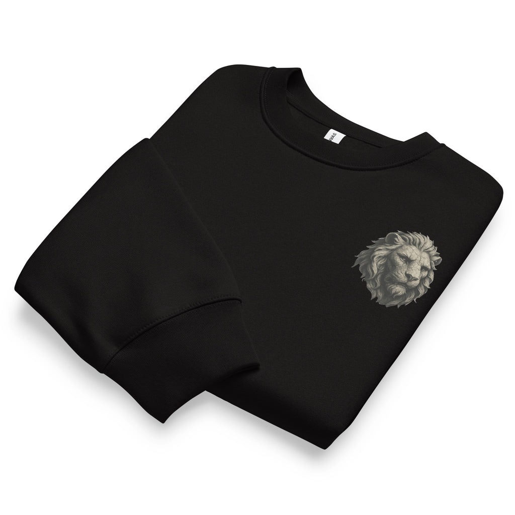 Black Know Your God sweatshirt folded showing chest logo detail by MyCreed™