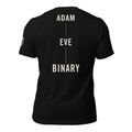 Binary By Creation Tee in black with "Adam Eve Binary" back print by MyCreed™