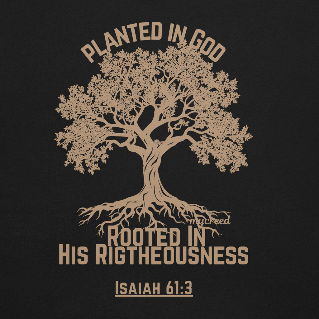 Inspirational Isaiah 61:3 design with MyCreed script logo.